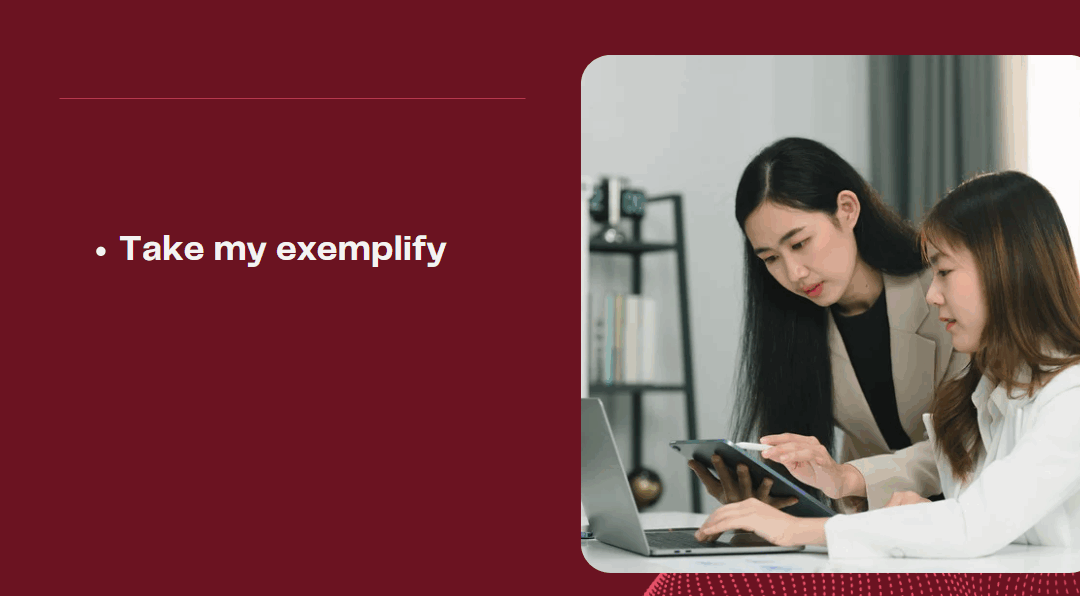 take my exemplify