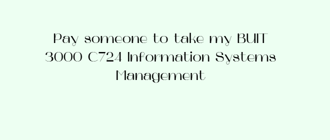 pay someone to take my BUIT 3000 C724 Information Systems Management